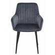 Scaun bucatarie/living, Artool, Solden, catifea, metal, gri inchis si negru, 55x45.5x83.5 cm
