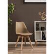Scaun bucatarie/living, Jumi, Oslo, PP, piele ecologica, lemn, bej, 48x55x81 cm