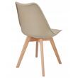 Scaune bucatarie/living, set 4 buc, Jumi, Oslo, PP, piele ecologica, lemn, bej, 48x55x81 cm