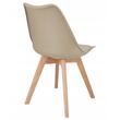 Scaun bucatarie/living, Jumi, Oslo, PP, piele ecologica, lemn, bej, 48x55x81 cm