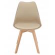 Scaune bucatarie/living, set 4 buc, Jumi, Oslo, PP, piele ecologica, lemn, bej, 48x55x81 cm