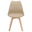 Scaun bucatarie/living, Jumi, Oslo, PP, piele ecologica, lemn, bej, 48x55x81 cm