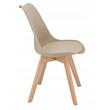 Scaun bucatarie/living, Jumi, Oslo, PP, piele ecologica, lemn, bej, 48x55x81 cm