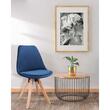 Scaun bucatarie/living, Jumi, Saida, catifea, lemn, albastru si natur, 49x52x83 cm