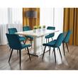 Scaune bucatarie/living, set 4 buc, Jumi, Viva, catifea, metal, albastru marin, 54x61x83 cm