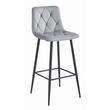 Scaun de bucatarie/bar, Artool, Nado, catifea argintie, picioare metal negru, 43.5x32.5x104 cm