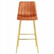 Scaun de bucatarie/bar, Artool, Pozza, catifea portocaliu cupru, picioare metal auriu, 43x49x102 cm