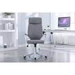 Scaun de birou, Jumi, rotativ, functie tilt, textil, gri si alb, max 120 kg, 64x65x111-120 cm