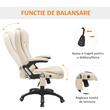 Scaun de birou cu masaj si incalzire, rotativ, piele ecologica, bej, max 150 kg, 62x68x111-121 cm