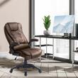 Scaun de birou cu masaj si incalzire, rotativ, piele ecologica, maro, max 150 kg, 62x68x111-121 cm