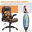 Scaun de birou cu masaj si incalzire, rotativ, piele ecologica, maro, max 150 kg, 62x68x111-121 cm