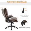 Scaun de birou cu masaj si incalzire, rotativ, piele ecologica, maro, max 150 kg, 62x68x111-121 cm