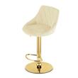 Scaun de bucatarie/bar, Artool, Kast, rotativ, catifea, bej si auriu, 45.5x49x85-105 cm