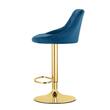 Scaun de bucatarie/bar, Artool, Kast, rotativ, catifea, bleumarin si auriu, 45.5x49x85-105 cm