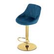 Scaun de bucatarie/bar, Artool, Kast, rotativ, catifea, bleumarin si auriu, 45.5x49x85-105 cm