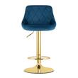 Scaun de bucatarie/bar, Artool, Kast, rotativ, catifea, bleumarin si auriu, 45.5x49x85-105 cm