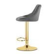 Scaun de bucatarie/bar, Artool, Kast, rotativ, catifea, gri si auriu, 45.5x49x85-105 cm