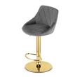 Scaun de bucatarie/bar, Artool, Kast, rotativ, catifea, gri si auriu, 45.5x49x85-105 cm