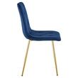 Set 4 scaune bucatarie/living, Artool, Libra, catifea bleumarin, picioare metal auriu, 45x54x86.5 cm
