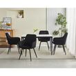 Scaun stil fotoliu bucatarie/living, Artool, Nana, rotativ, catifea neagra, picioare metal negru, 56x61x83.5 cm