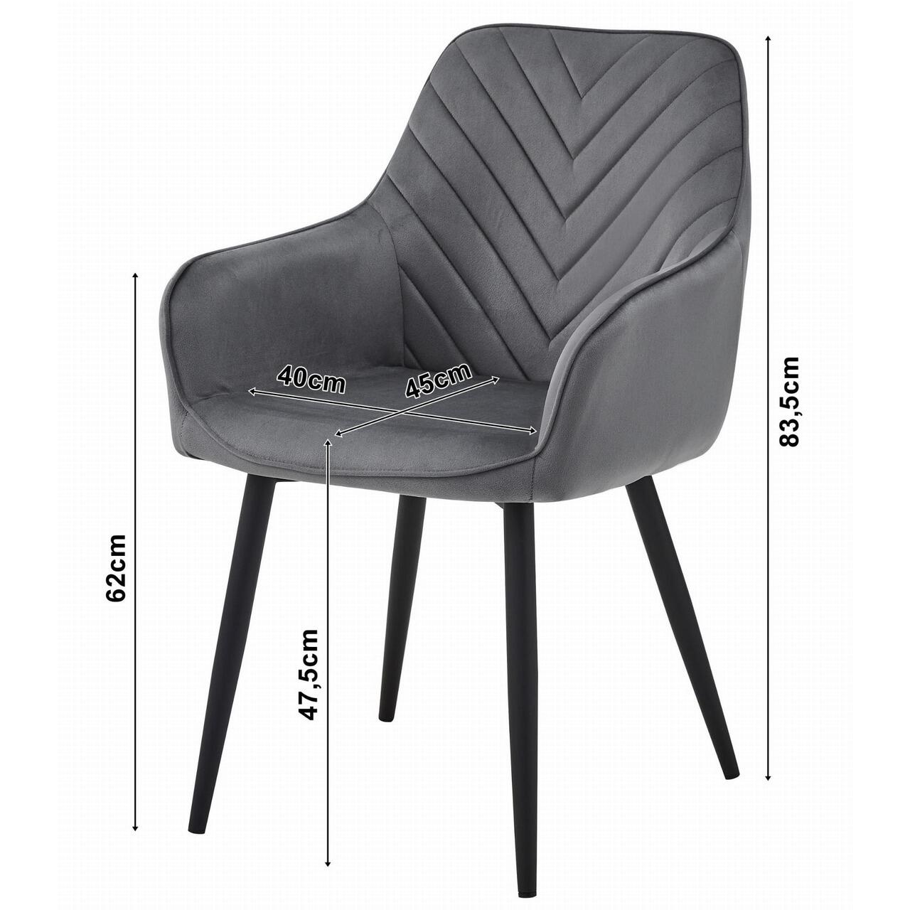 Dimensiunile scaunului tip fotoliu Artool Nana: inaltime 83.5 cm, sezut la 47.5 cm, brate la 62 cm