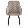 Scaun stil fotoliu bucatarie/living, Artool, Nana, catifea bej inchis, picioare metal negru, 54x61x83.5 cm