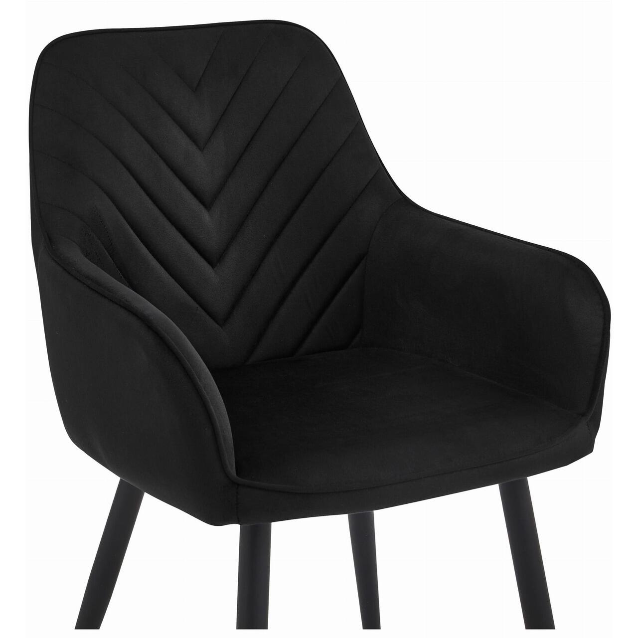 Detaliu spatar cu cusaturi in V, scaun Artool Nana catifea neagra