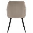 Scaun stil fotoliu bucatarie/living, Artool, Nana, catifea bej inchis, picioare metal negru, 54x61x83.5 cm
