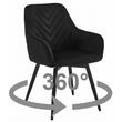 Scaun stil fotoliu bucatarie/living, Artool, Nana, rotativ, catifea neagra, picioare metal negru, 56x61x83.5 cm