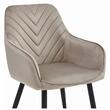 Scaun stil fotoliu bucatarie/living, Artool, Nana, catifea bej inchis, picioare metal negru, 54x61x83.5 cm