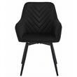 Scaun stil fotoliu bucatarie/living, Artool, Nana, rotativ, catifea neagra, picioare metal negru, 56x61x83.5 cm