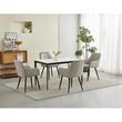 Scaun stil fotoliu bucatarie/living, Artool, Nana, catifea bej inchis, picioare metal negru, 54x61x83.5 cm