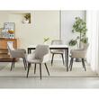 Scaun stil fotoliu bucatarie/living, Artool, Nana, catifea bej inchis, picioare metal negru, 54x61x83.5 cm
