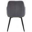 Scaun stil fotoliu bucatarie/living, Artool, Nana, rotativ, catifea gri inchis, picioare metal negru, 56x61x83.5 cm