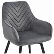 Scaun stil fotoliu bucatarie/living, Artool, Nana, rotativ, catifea gri inchis, picioare metal negru, 56x61x83.5 cm