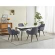 Scaun stil fotoliu bucatarie/living, Artool, Nana, rotativ, catifea gri inchis, picioare metal negru, 56x61x83.5 cm