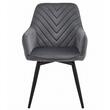 Scaun stil fotoliu bucatarie/living, Artool, Nana, rotativ, catifea gri inchis, picioare metal negru, 56x61x83.5 cm