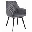 Scaun stil fotoliu bucatarie/living, Artool, Nana, rotativ, catifea gri inchis, picioare metal negru, 56x61x83.5 cm