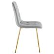 Scaun bucatarie/living, Artool, Libra, catifea gri deschis, picioare metal auriu, 45x54x86.5 cm