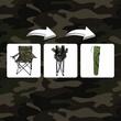 Scaun pliabil gradina, camping, pescuit, camuflaj verde, cu suport pahar/sticla, husa, max 120 kg, 50x50x80 cm, Chomik
