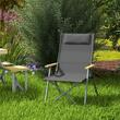 Scaun pliabil gradina, camping, pescuit, material Oxford, cu tetiera, buzunar, spatar reglabil, gri, 74x59.5x98 cm
