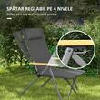 Scaun pliabil gradina, camping, pescuit, material Oxford, cu tetiera, buzunar, spatar reglabil, gri, 74x59.5x98 cm