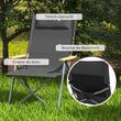 Scaun pliabil gradina, camping, pescuit, material Oxford, cu tetiera, buzunar, spatar reglabil, gri, 74x59.5x98 cm