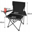 Scaun pliabil gradina, camping, pescuit, negru, cu suport pahar/sticla, husa, max 100 kg, 80x44x80 cm, Trizand