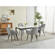 Scaun stil fotoliu bucatarie/living, Artool, Nana, catifea argintie, picioare metal negru, 54x61x83.5 cm