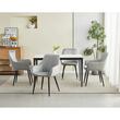 Scaun stil fotoliu bucatarie/living, Artool, Nana, catifea argintie, picioare metal negru, 54x61x83.5 cm