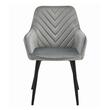 Scaun stil fotoliu bucatarie/living, Artool, Nana, catifea argintie, picioare metal negru, 54x61x83.5 cm