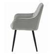 Scaun stil fotoliu bucatarie/living, Artool, Nana, catifea argintie, picioare metal negru, 54x61x83.5 cm