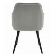 Scaun stil fotoliu bucatarie/living, Artool, Nana, catifea argintie, picioare metal negru, 54x61x83.5 cm