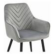 Scaun stil fotoliu bucatarie/living, Artool, Nana, catifea argintie, picioare metal negru, 54x61x83.5 cm